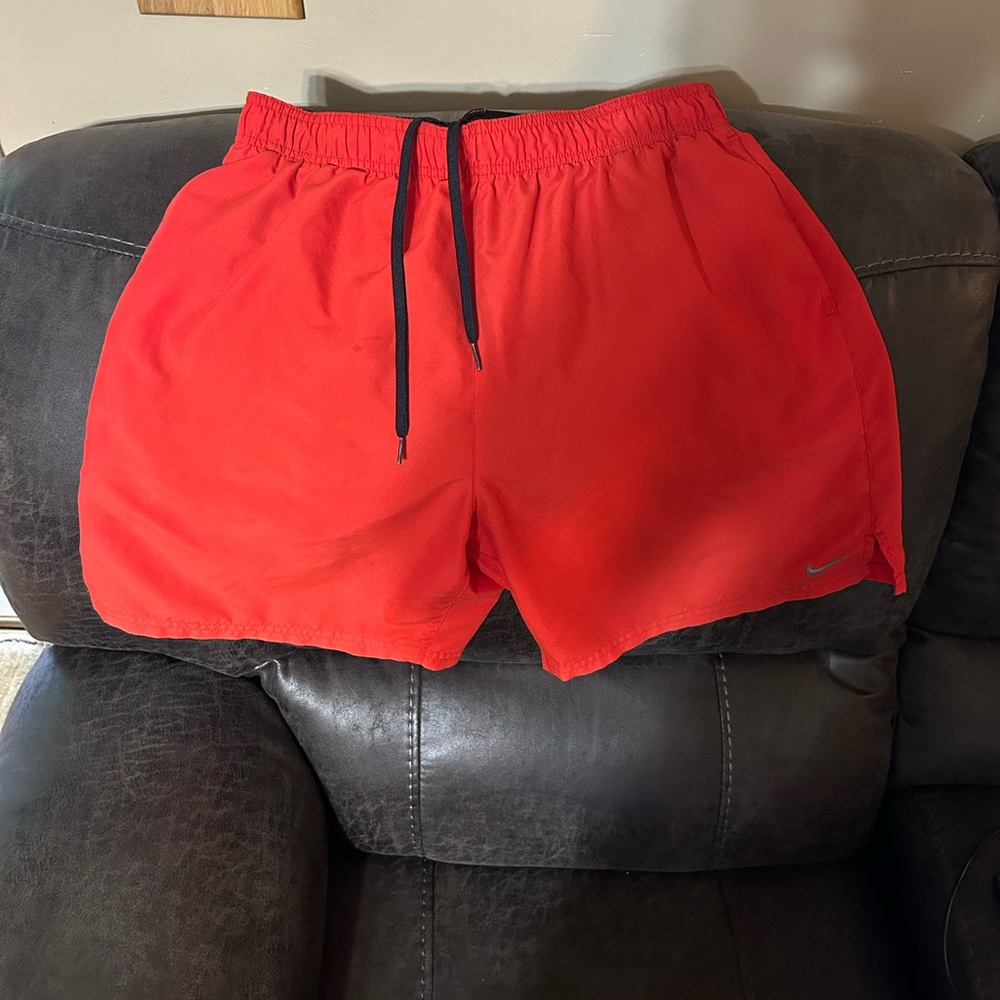 Nike Swim Trunks Large Lap Volley Mesh Lifeguard Life Guard Red Swimming 7’ inch